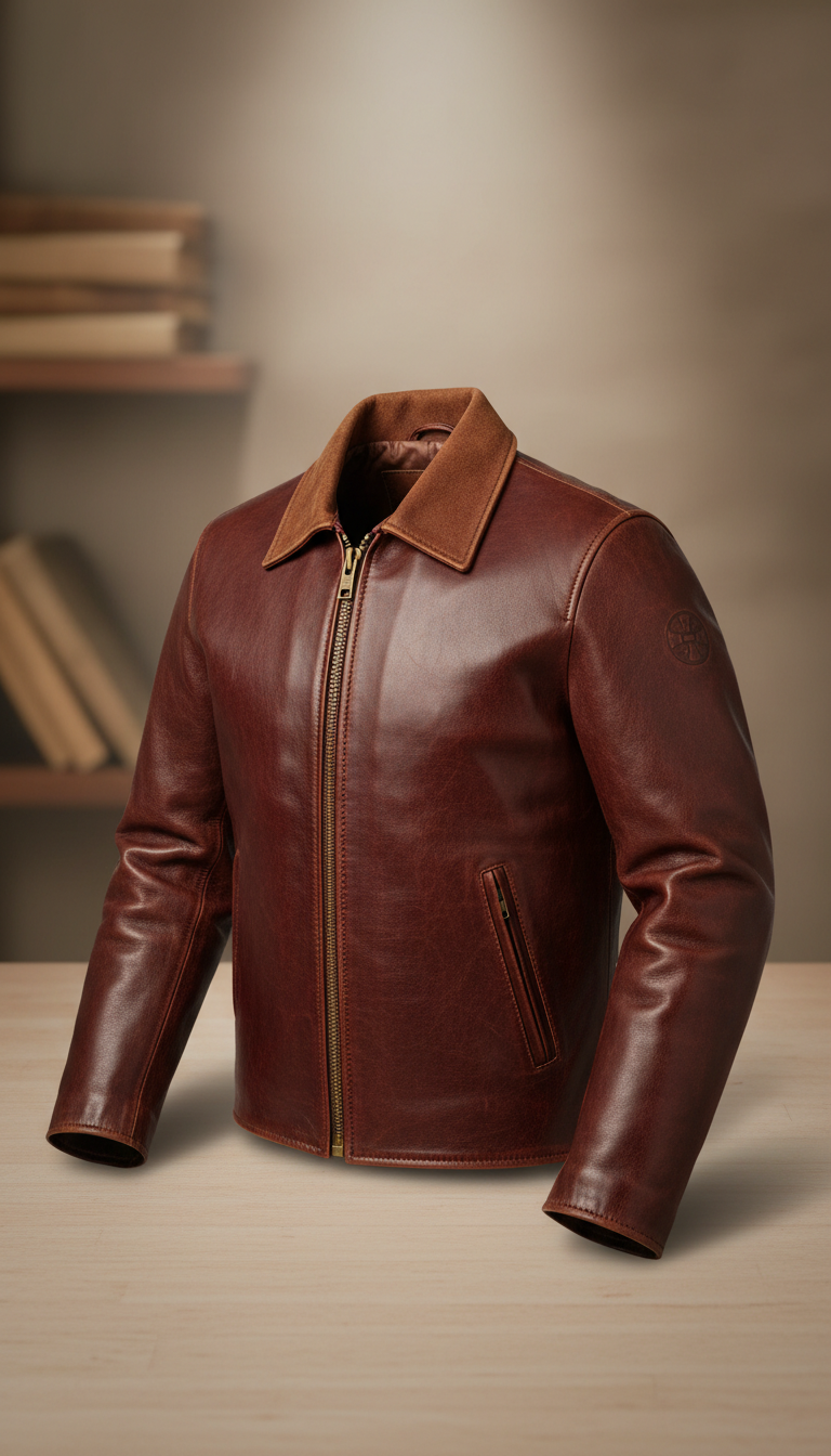 Full-Grain Leather Jacket with Suede Lining