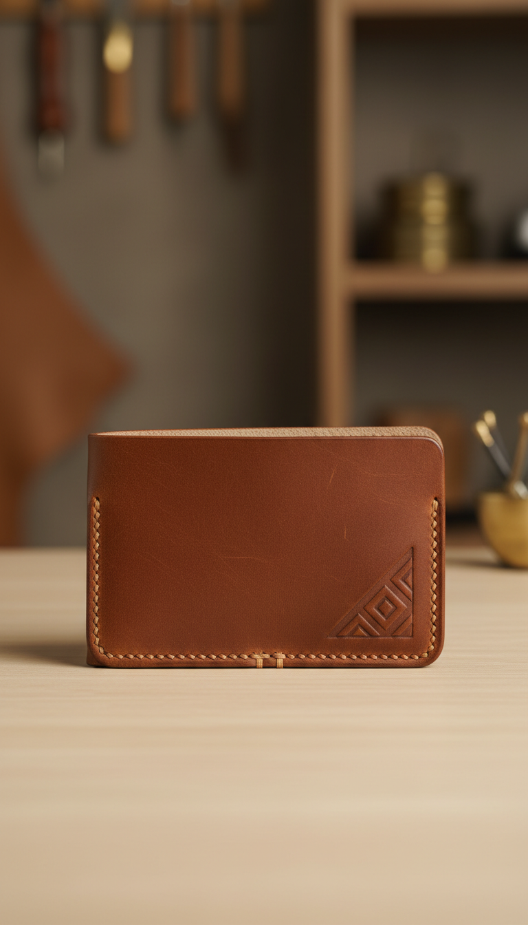 Hand-Stitched Leather Wallet with Embossed Branding