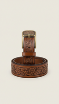 Embossed full-grain leather belt