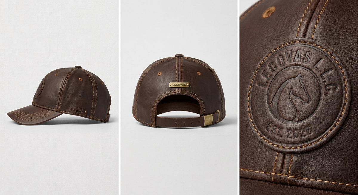 Signature Embossed Leather Baseball Cap