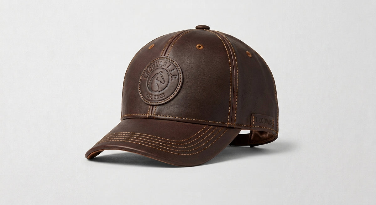 Signature Embossed Leather Baseball Cap
