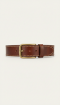 Hand-Stitched Leather Belt with Brass Buckle